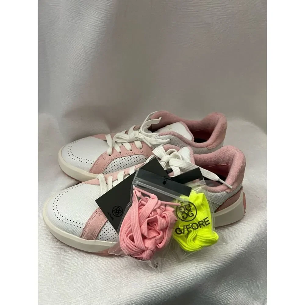 G/FORE White and Blush Pink Mesh Lace-Up Sneakers Size 9